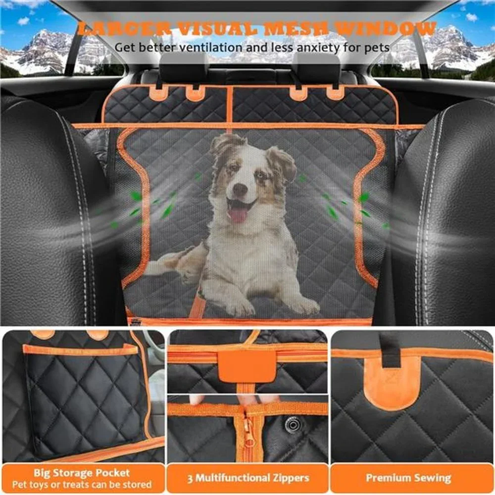 6 in 1 Convertible Dog Car Seat Cover for Back Seat 60/40 Split Dog Seat Cover